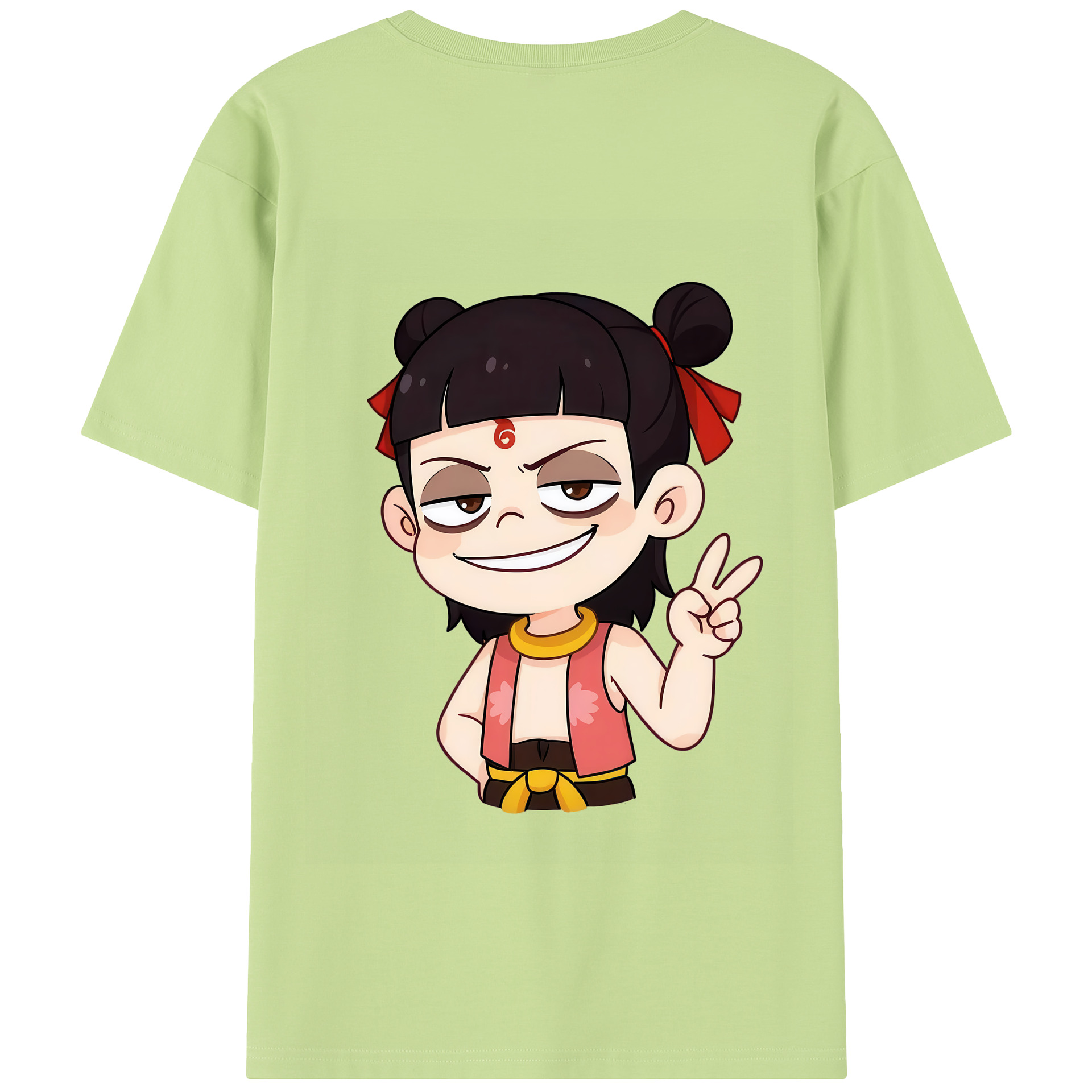 （画像用） Ne Zha 2 ナタ 魔童の大暴れ 綿100％半袖Tシャツ（背面プリント）
